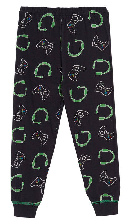 Epic Gamer Pyjamas Boys Gaming Pjs Headset Controller Black T-Shirt Lounge Pants