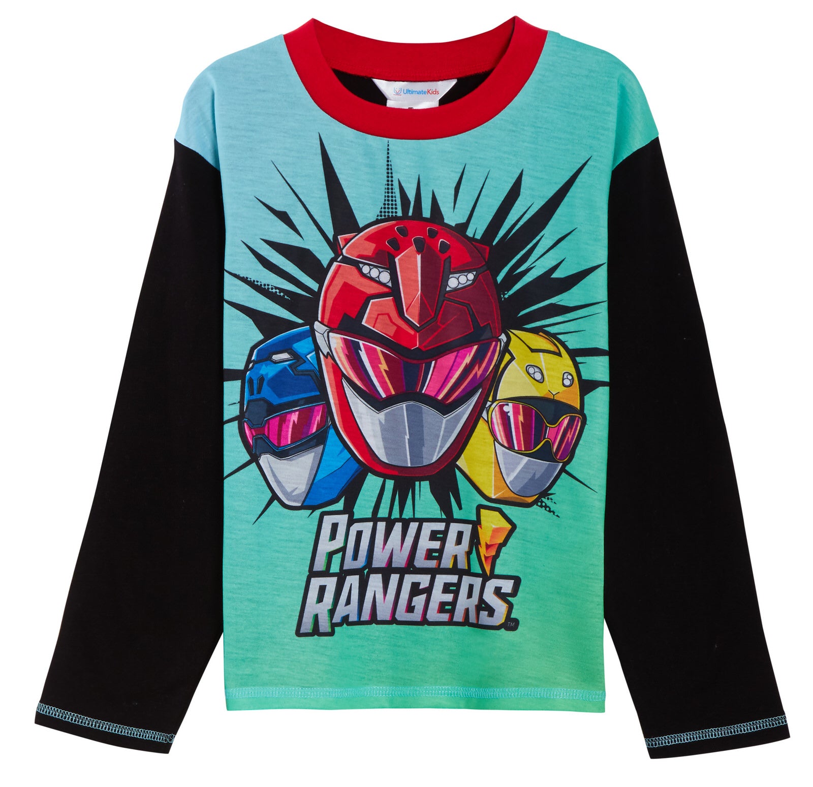 Boys Power Rangers Pyjamas Full Length Pjs Kids Long T-Shirt + Loungepants Set