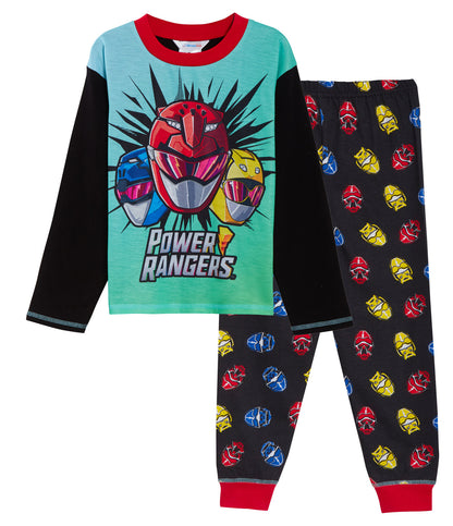Boys Power Rangers Pyjamas Full Length Pjs Kids Long T-Shirt + Loungepants Set