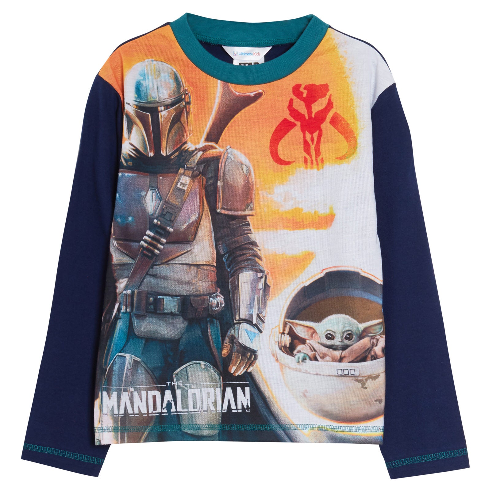 Boys Mandalorian Pyjamas Kids Star Wars Baby Yoda Full Length Pjs Set Nightwear