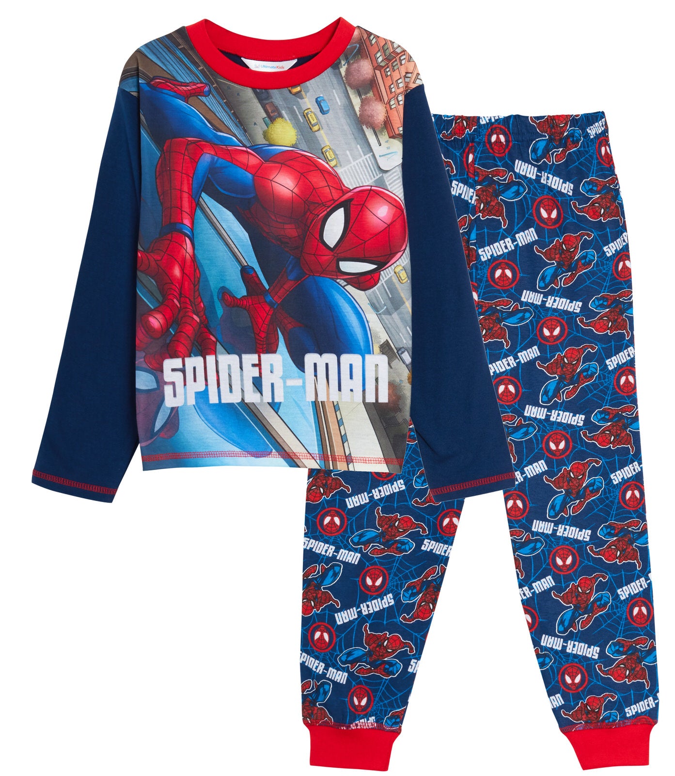 Boys Marvel Spiderman Pyjamas Kids Avengers Full Length Pjs Set Nightwear Size