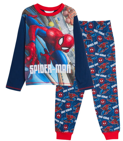 Boys Marvel Spiderman Pyjamas Kids Avengers Full Length Pjs Set Nightwear Size