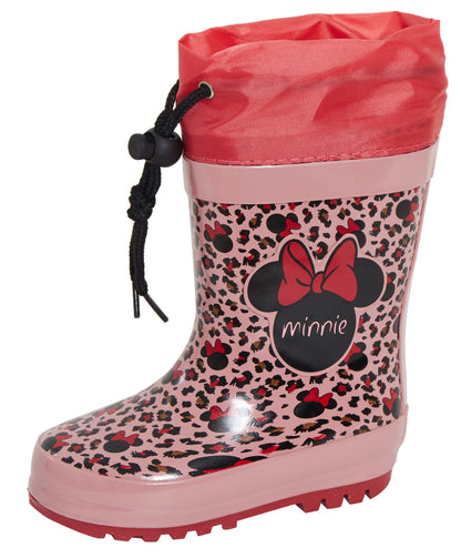 Girls Disney Minnie Mouse Wellies Warm Lined Tie Top Wellington Boots Kids Snow