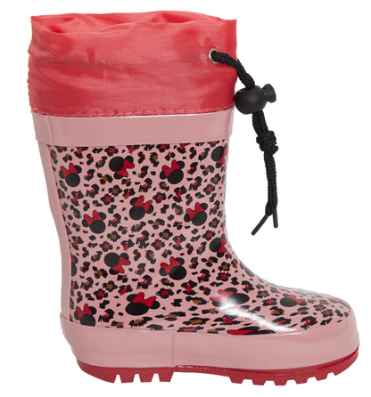 Girls Disney Minnie Mouse Wellies Warm Lined Tie Top Wellington Boots Kids Snow