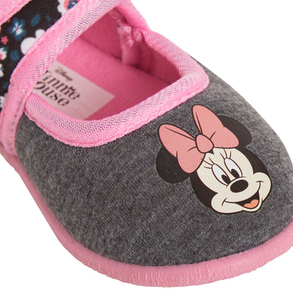 Minnie Mouse Girls Slippers Kids Disney Slipper Boots Easy Fasten House Shoes