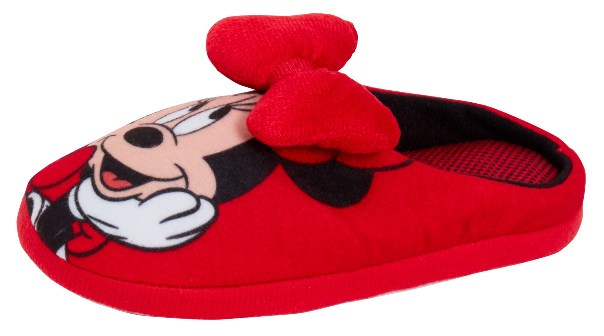 Girls Disney Minnie Mouse Slippers 3D Bow Mules Open Back Slip On House Shoes