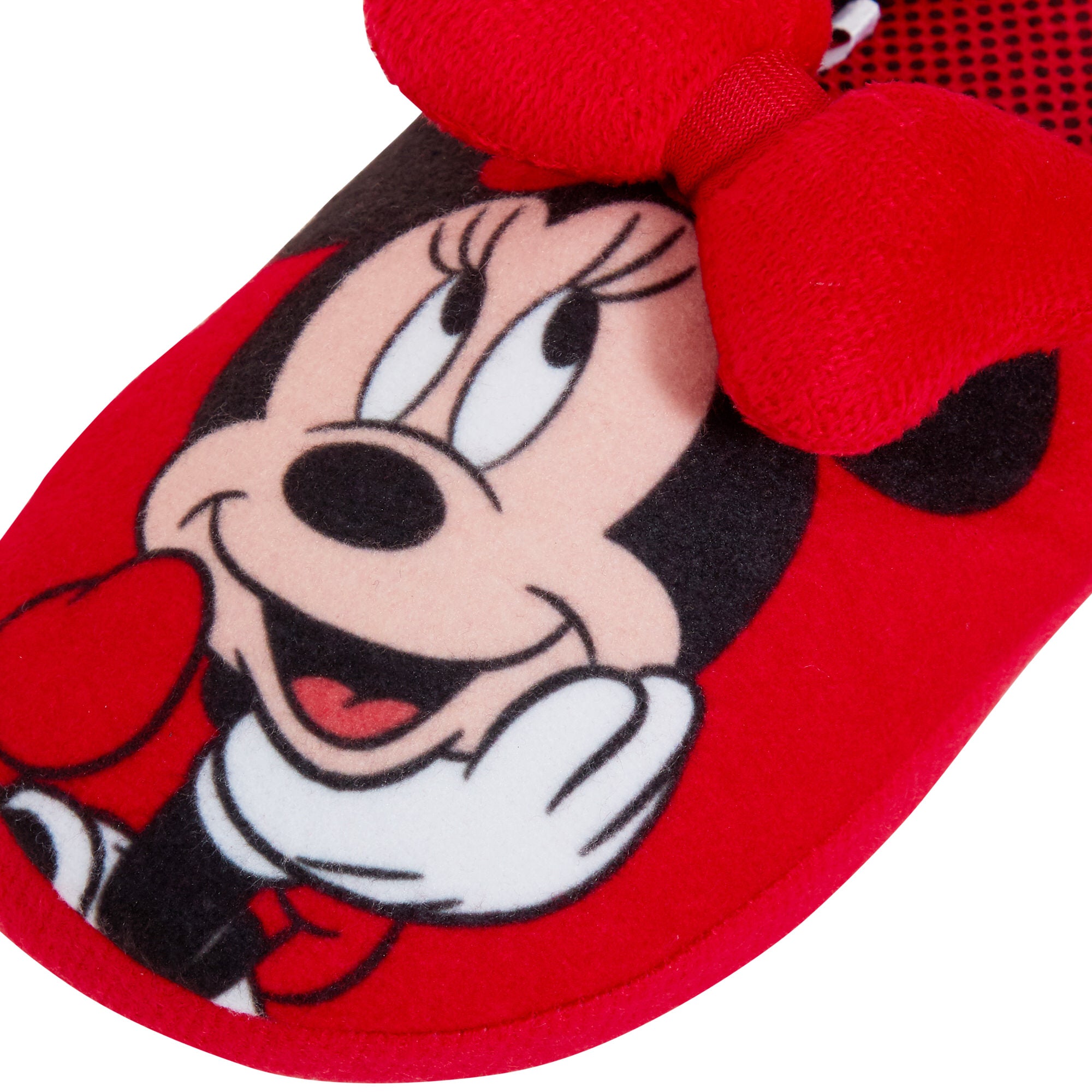 Girls Disney Minnie Mouse Slippers 3D Bow Mules Open Back Slip On House Shoes