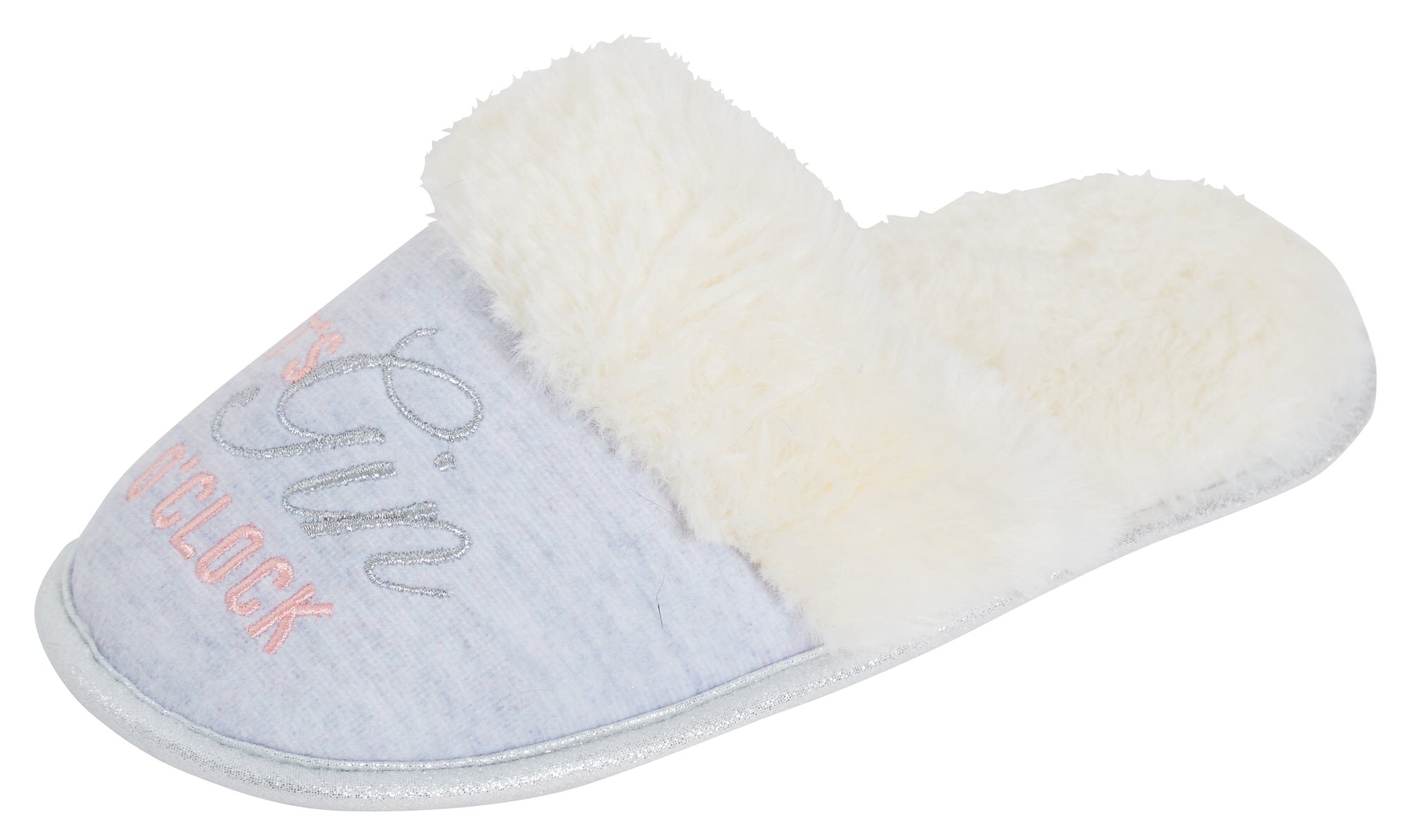 Womens Gin O'clock Slippers Ladies Mules Sherpa Fur Lined Open Back House Shoes