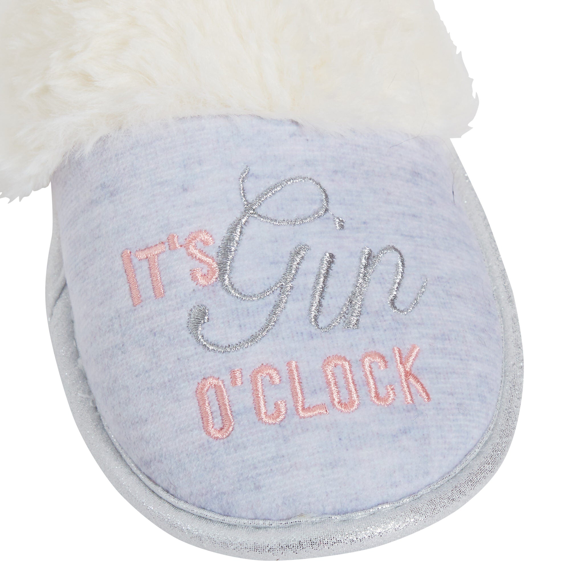 Womens Gin O'clock Slippers Ladies Mules Sherpa Fur Lined Open Back House Shoes