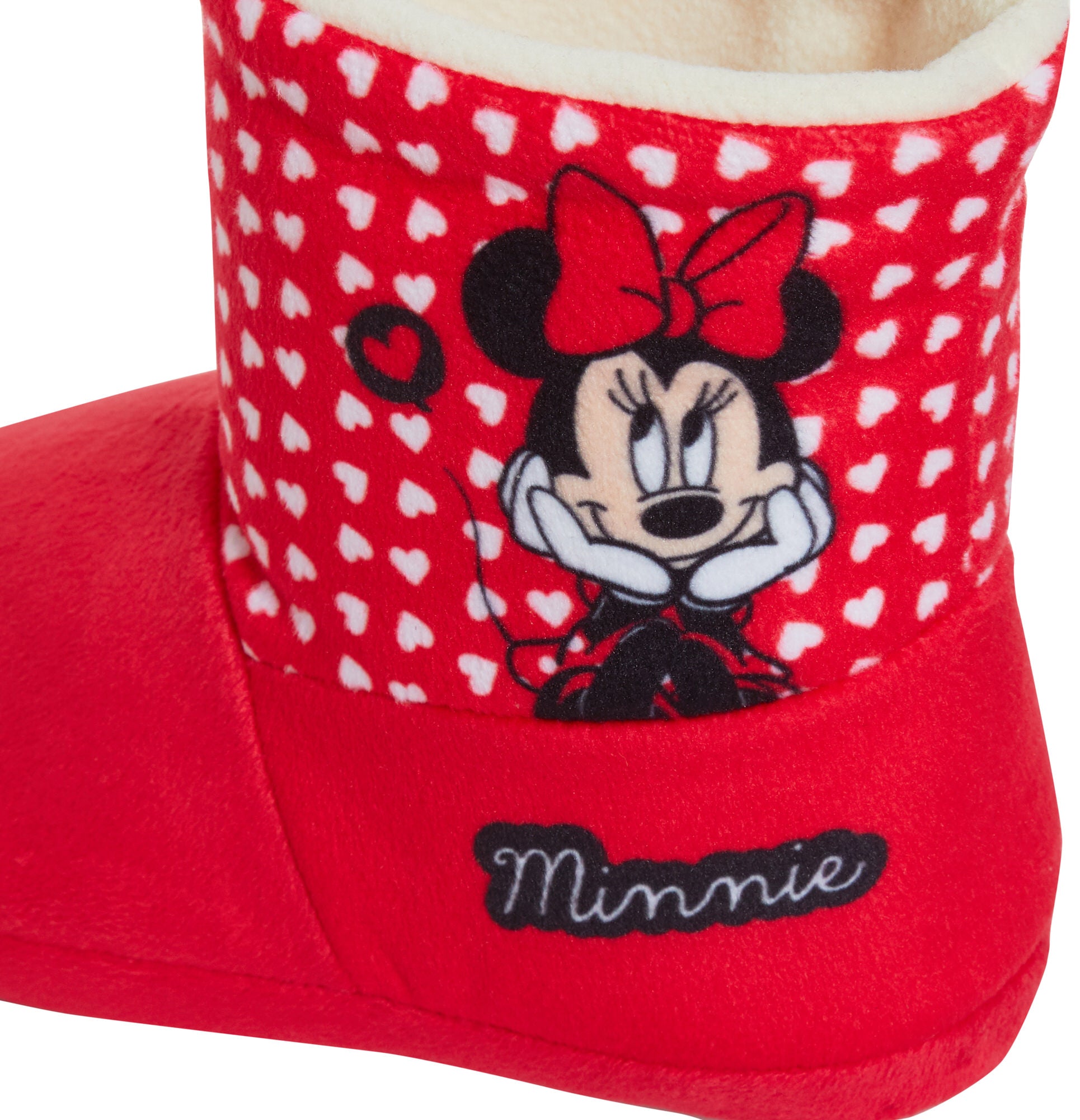Disney Minnie Mouse Slipper Boots For Girls Slippers Faux Fur Lined Warm Booties