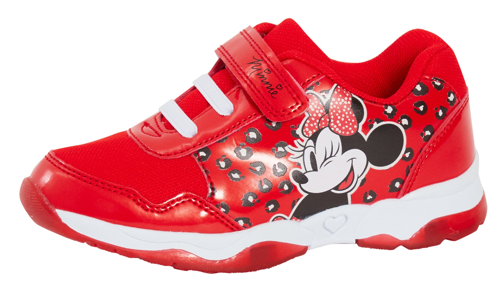 Disney Minnie Mouse Girls Light Up Trainers Kids Easy Touch Fasten Sports Shoes
