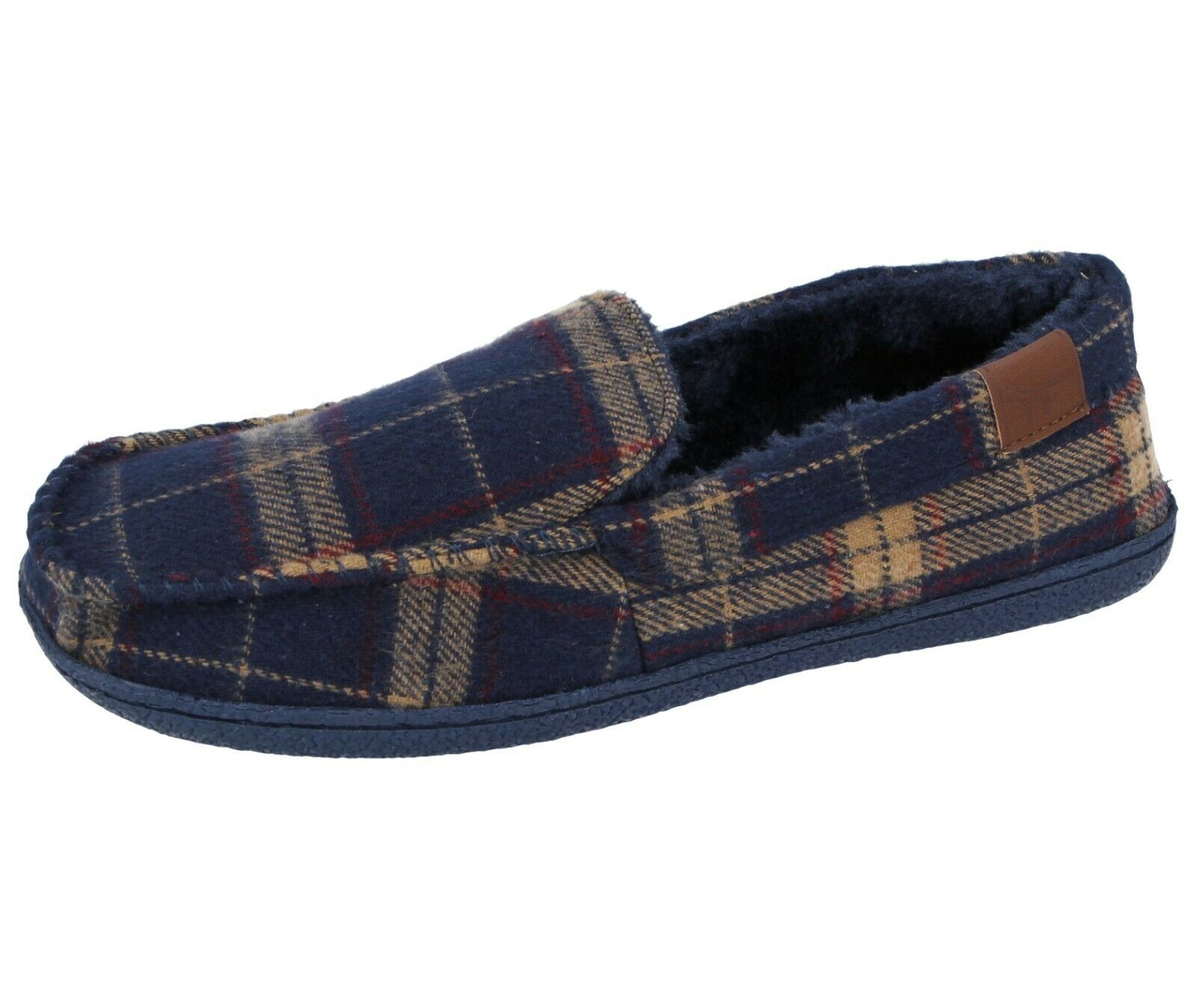Mens Moccasins Slippers Faux Fur Lined Indoor House Shoes Lightweight Anti Skid