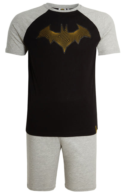 Mens Batman Short Pyjamas DC Comics Short Sleeved T-Shirt + Shorts Lounge Set