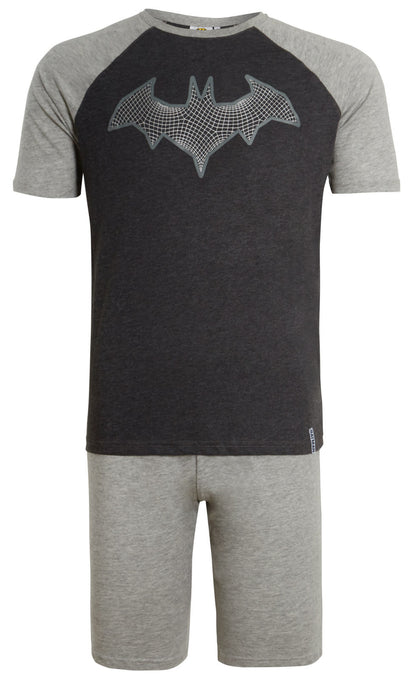 Mens Batman Short Pyjamas DC Comics Short Sleeved T-Shirt + Shorts Lounge Set