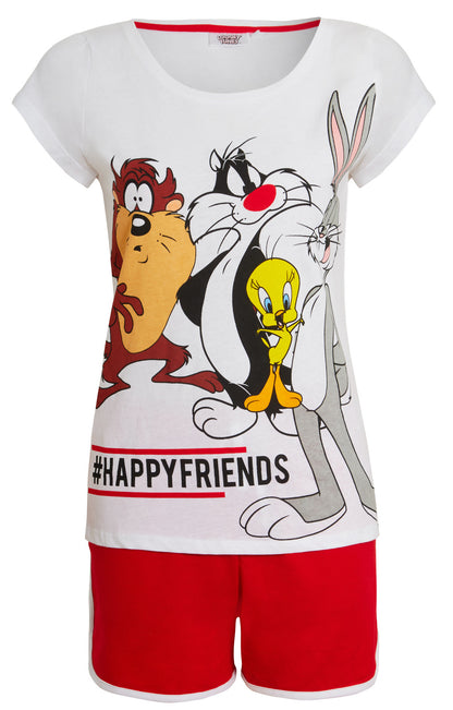Womens Looney Tunes Short Pyjamas Ladies Short Sleeve T-Shirt Shorts Lounge Set