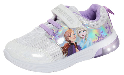Disney Frozen Light Up Trainers Kids Elsa Anna Sports Shoes With Flashing Lights