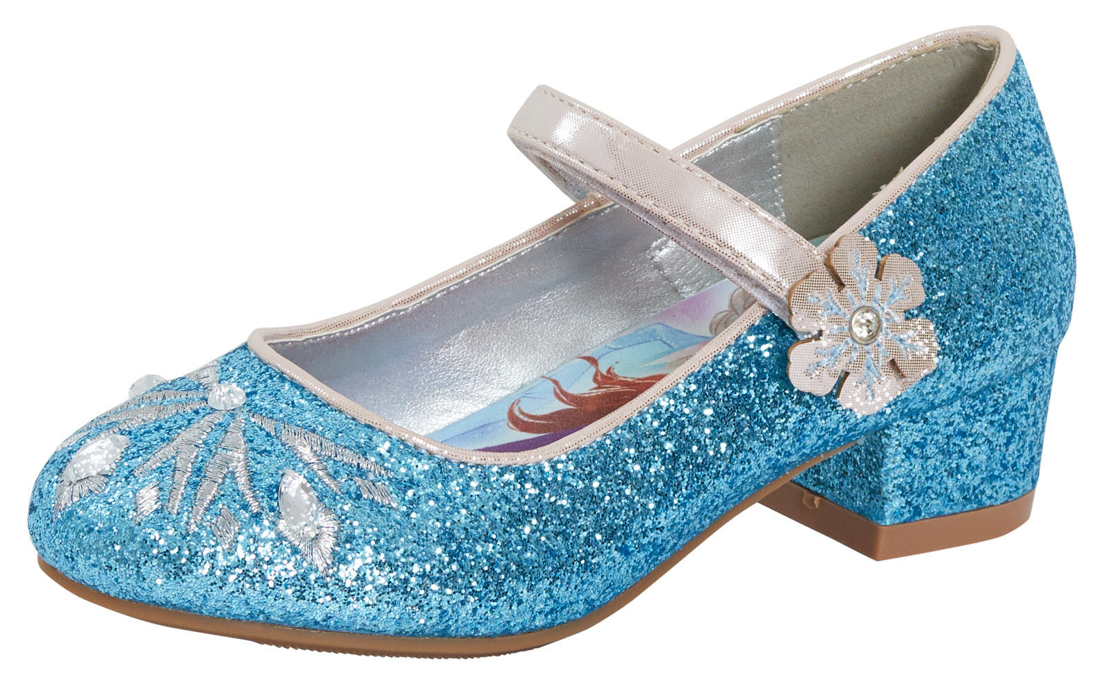 Kids Girls Disney Frozen Dress Up Shoes Glitter Princess Low Heels Size UK 7-1