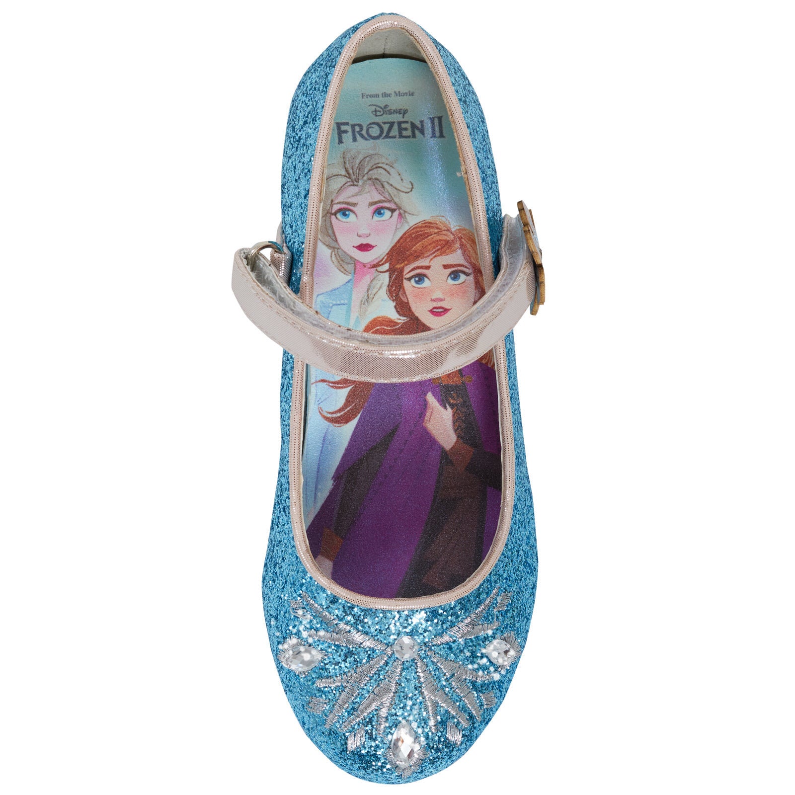 Kids Girls Disney Frozen Dress Up Shoes Glitter Princess Low Heels Size UK 7-1