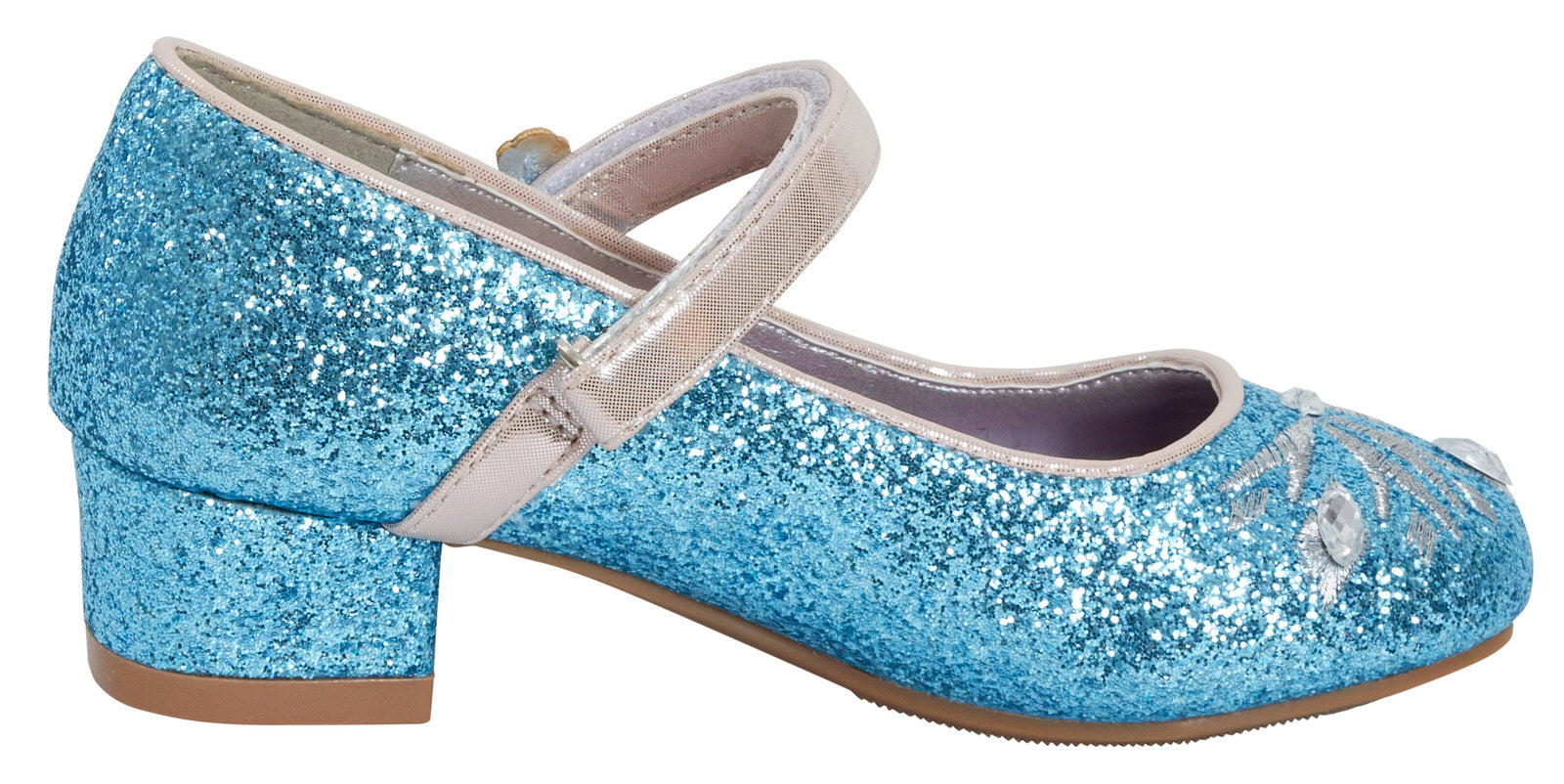 Kids Girls Disney Frozen Dress Up Shoes Glitter Princess Low Heels Size UK 7-1