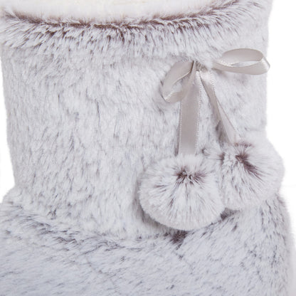Womens Faux Fur Slipper Boots Ladies Memory Foam Plush Grey Bootie Slippers