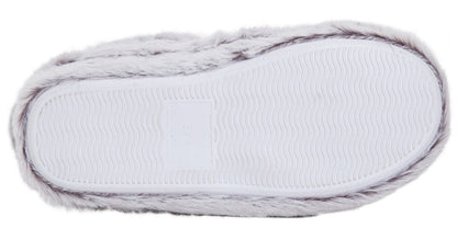 Womens Faux Fur Slipper Boots Ladies Memory Foam Plush Grey Bootie Slippers