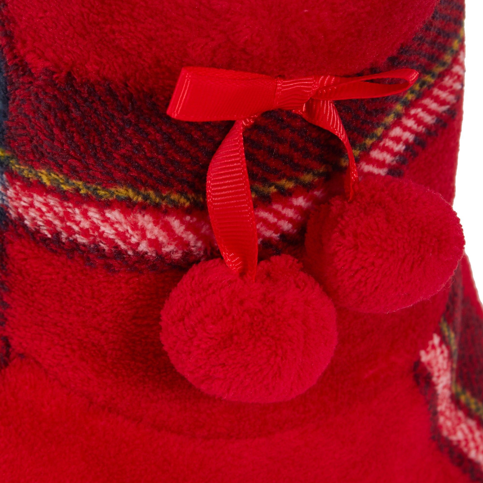 Womens Tartan Slipper Boots Faux Fur Lined Slippers Memory Foam Plush Booties