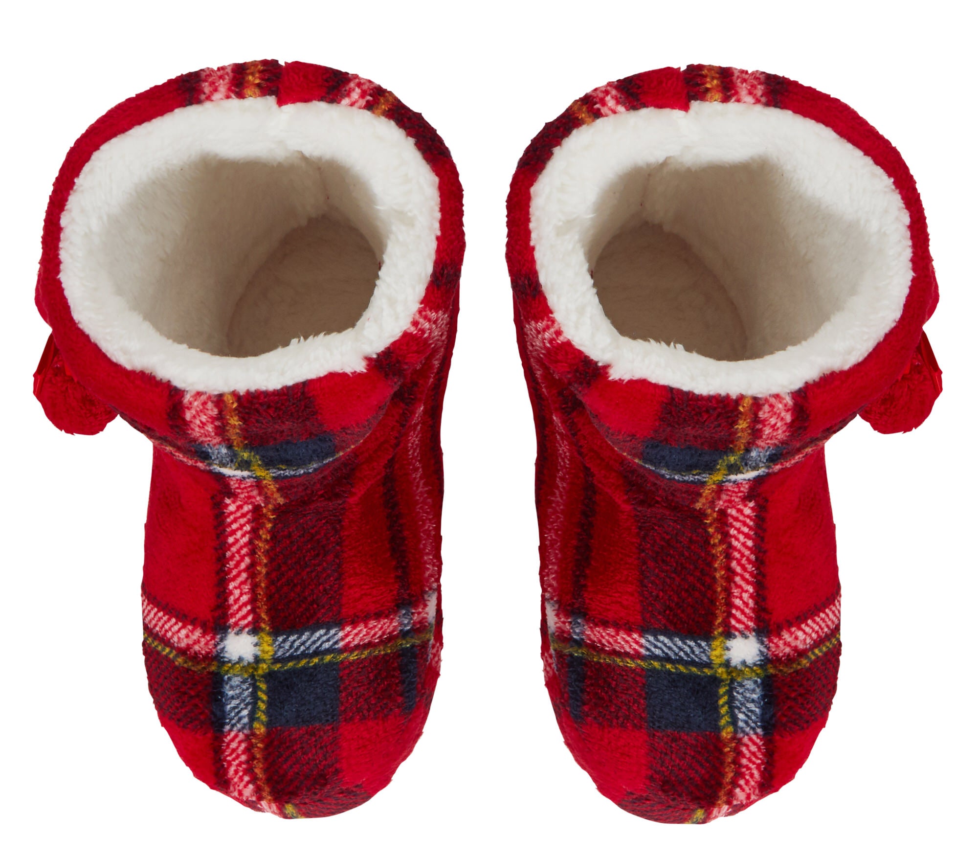 Womens Tartan Slipper Boots Faux Fur Lined Slippers Memory Foam Plush Booties