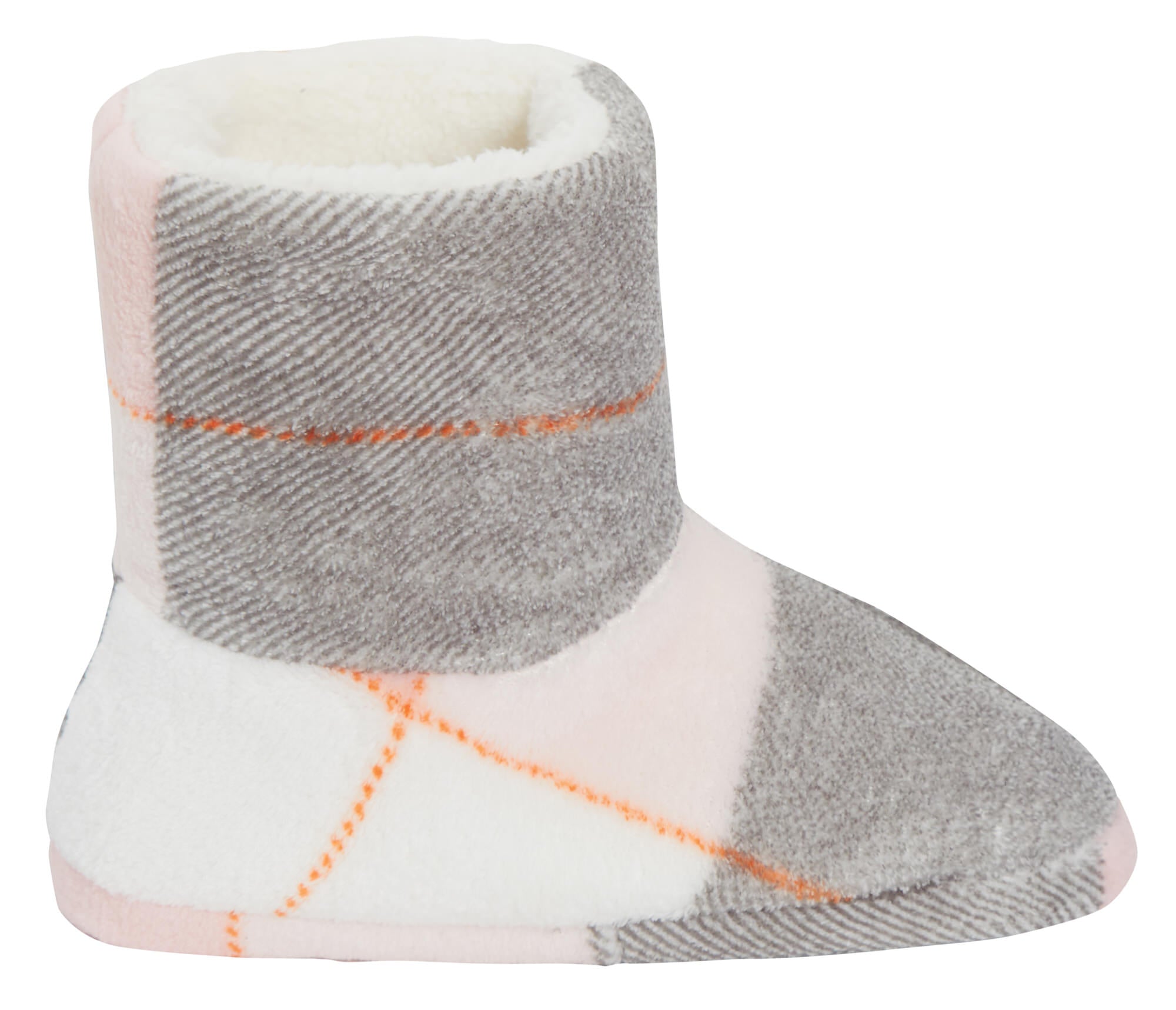 Womens Tartan Slipper Boots Faux Fur Lined Slippers Memory Foam Plush Booties