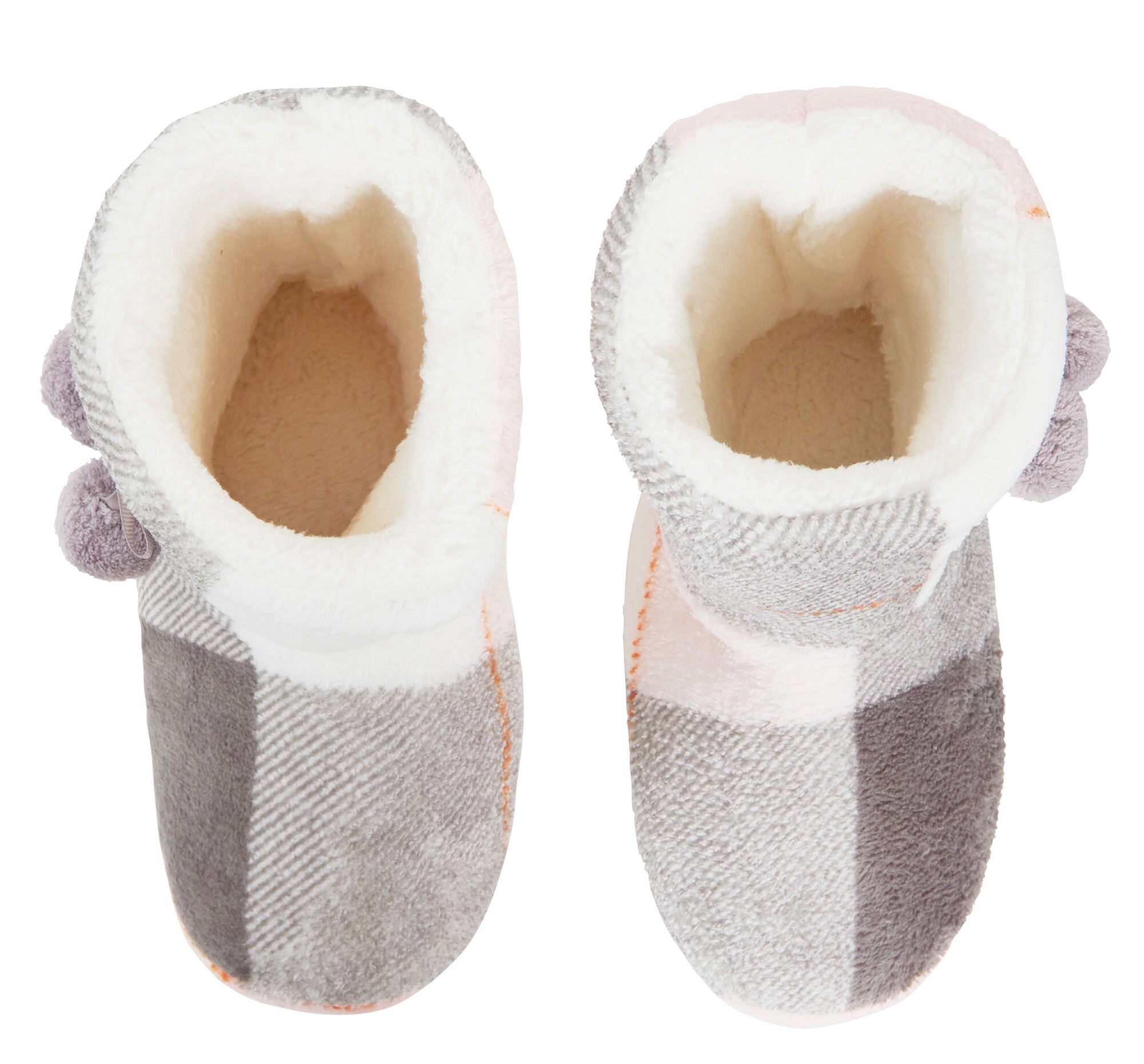 Womens Tartan Slipper Boots Faux Fur Lined Slippers Memory Foam Plush Booties