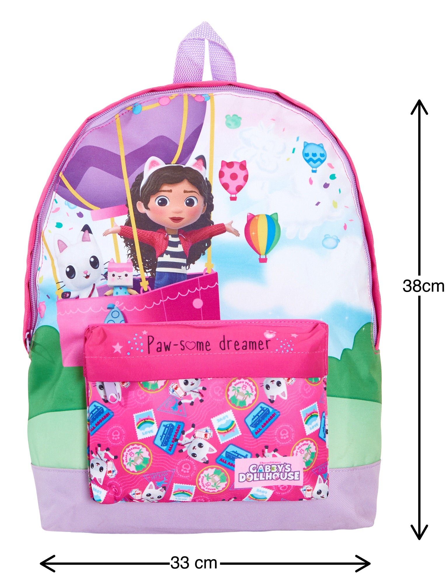 Gabbys Dollhouse Backpack + Lunch Bag + Pencil Case Girls 3 Piece School Bag Set