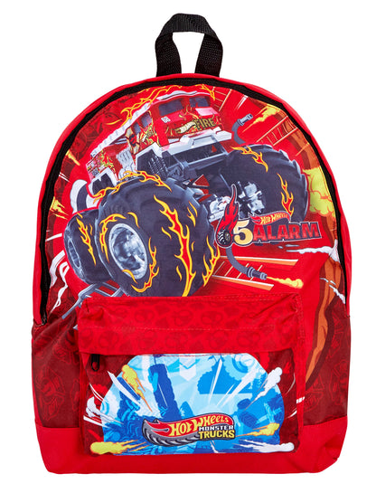 Hot Wheels Monster Trucks Backpack + Lunch Bag + Pencil Case 3 Piece  Bag Set