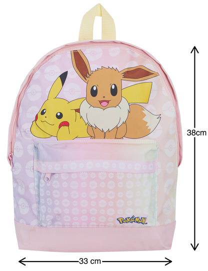 Girls Pokemon Backpack + Lunch Bag + Pencil Case 3 Piece Pikachu Eevee Bag Set