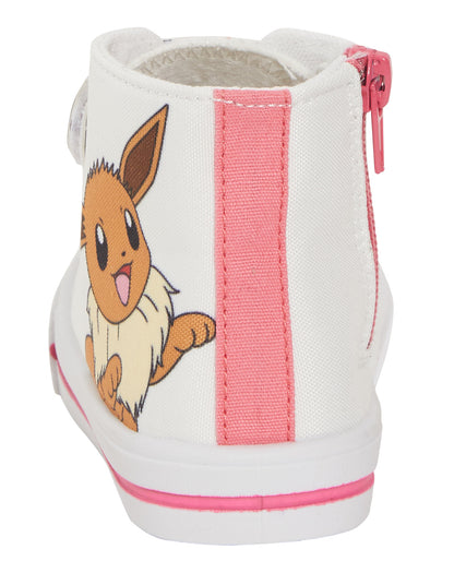 Girls Pokemon Hi Top Trainers Kids Pikachu Eevee Canvas Shoes Pilmsolls Pumps