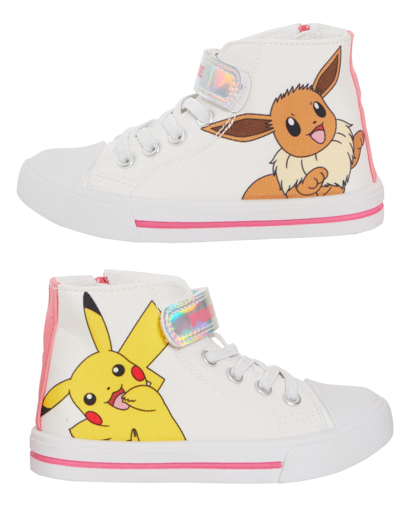 Girls Pokemon Hi Top Trainers Kids Pikachu Eevee Canvas Shoes Pilmsolls Pumps