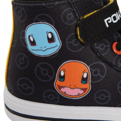 Pokemon Canvas Hi Top Trainers Kids Pikachu Sports Shoes Plimsolls Black Pumps