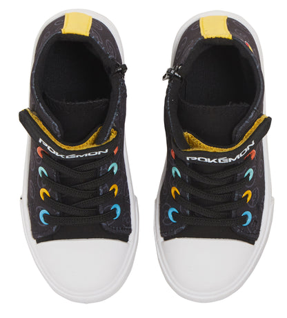 Pokemon Canvas Hi Top Trainers Kids Pikachu Sports Shoes Plimsolls Black Pumps