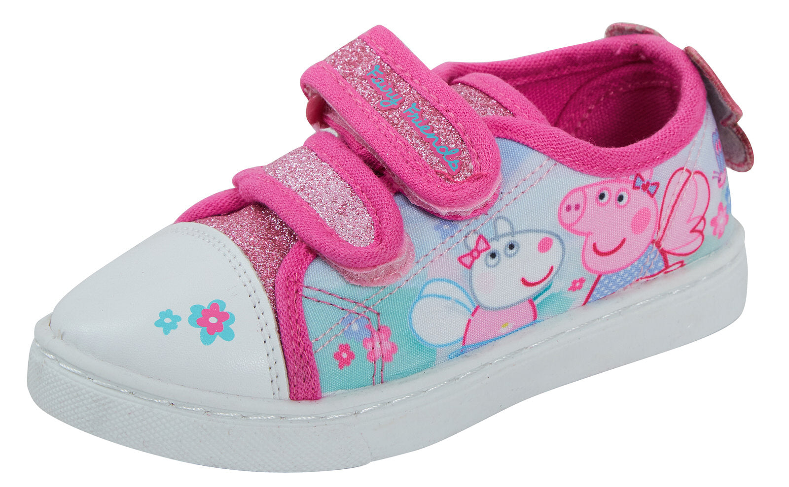 Kids Peppa Pig Canvas Pumps Girls Easy Touch Fasten Plimsolls Trainers Shoes