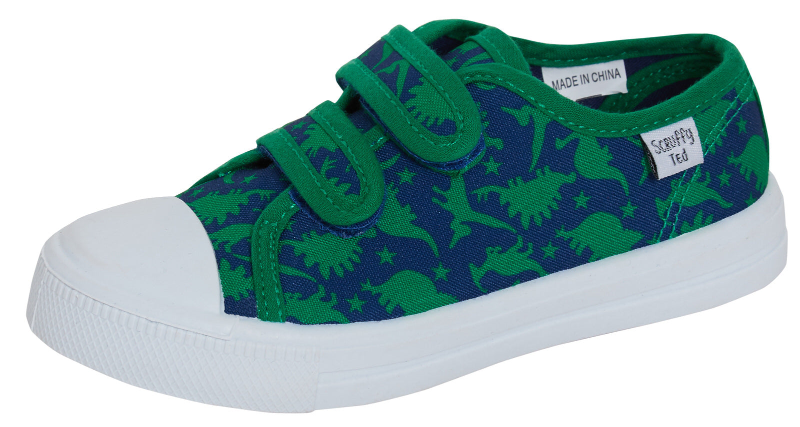 Boys Dinosaur Canvas Shoes Kids Dino Plimsolls Trainers Easy Fasten Casual Pumps
