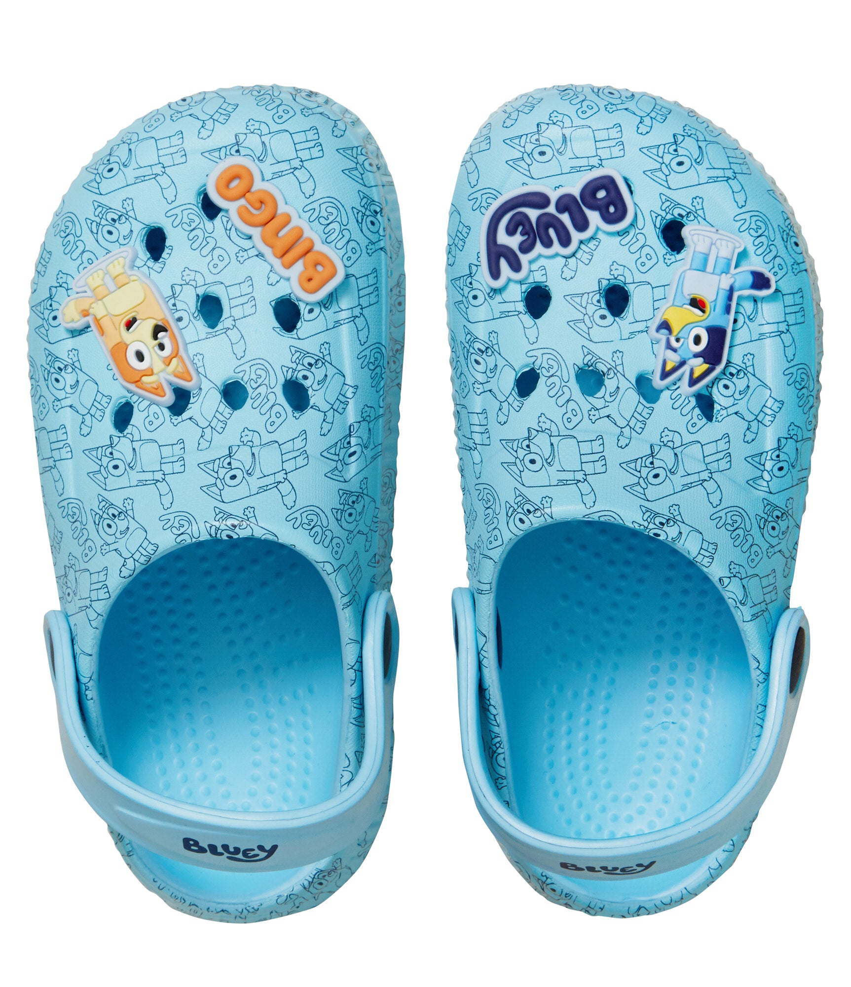 Girls Boys Bluey Clogs Sandals + Charms Kids Summer Sliders + Strap Beach Shoes