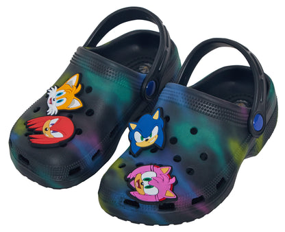 Boys Sonic The Hedgehog Clogs + Charms Sandals Kids Summer Sliders Beach Shoes