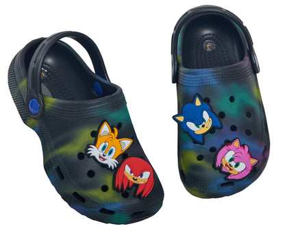 Boys Sonic The Hedgehog Clogs + Charms Sandals Kids Summer Sliders Beach Shoes