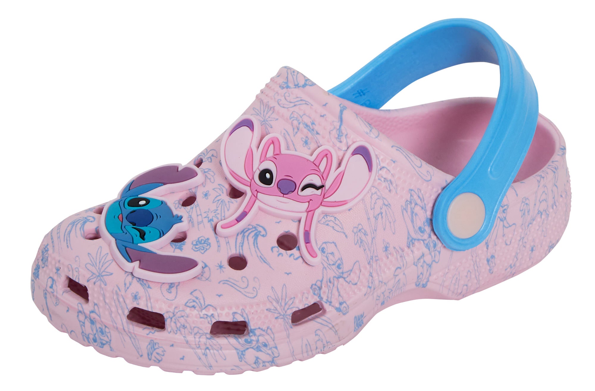 Girls Disney Stitch Clogs Sandals + Charms Kids Angel Summer Sliders Beach Shoes