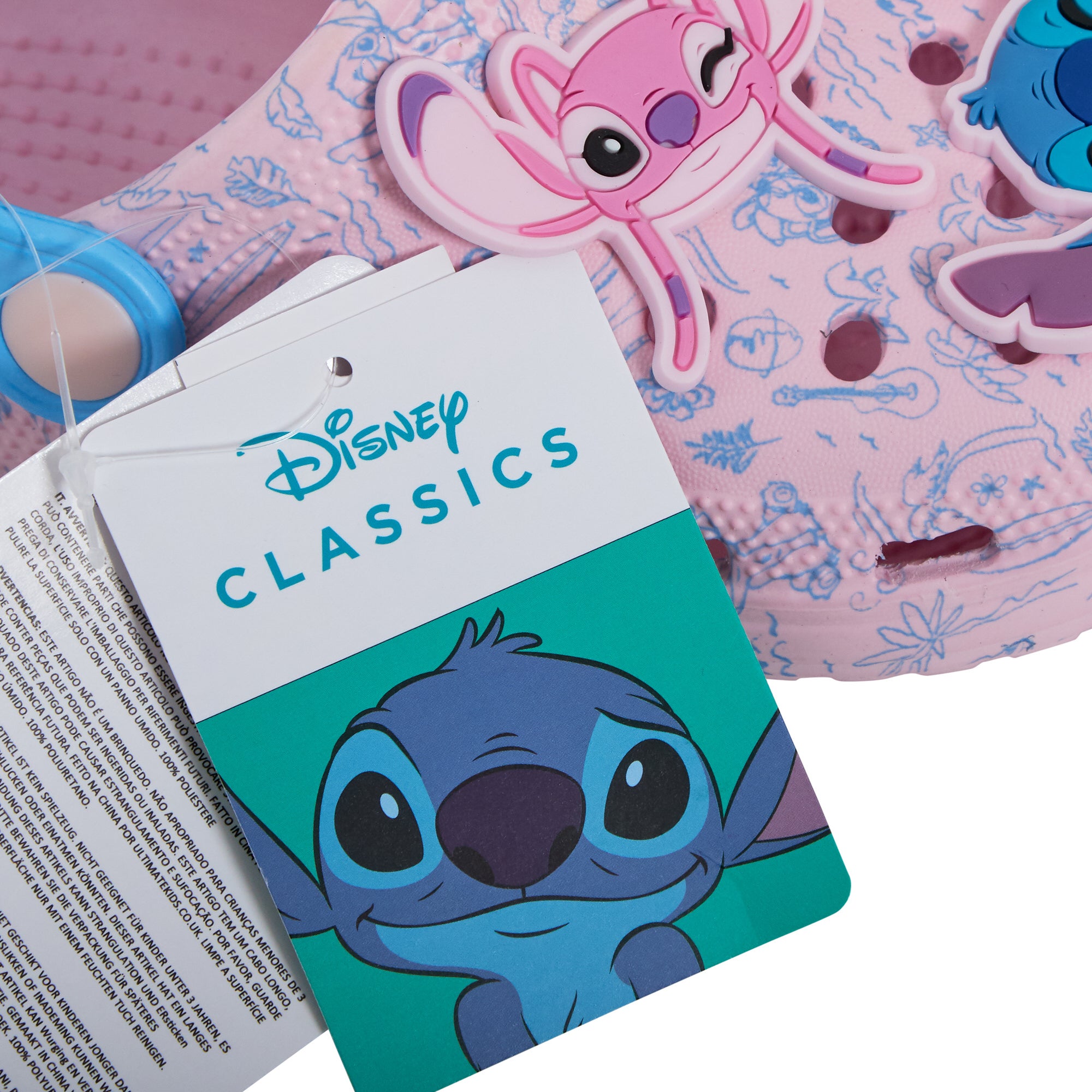 Girls Disney Stitch Clogs Sandals + Charms Kids Angel Summer Sliders Beach Shoes