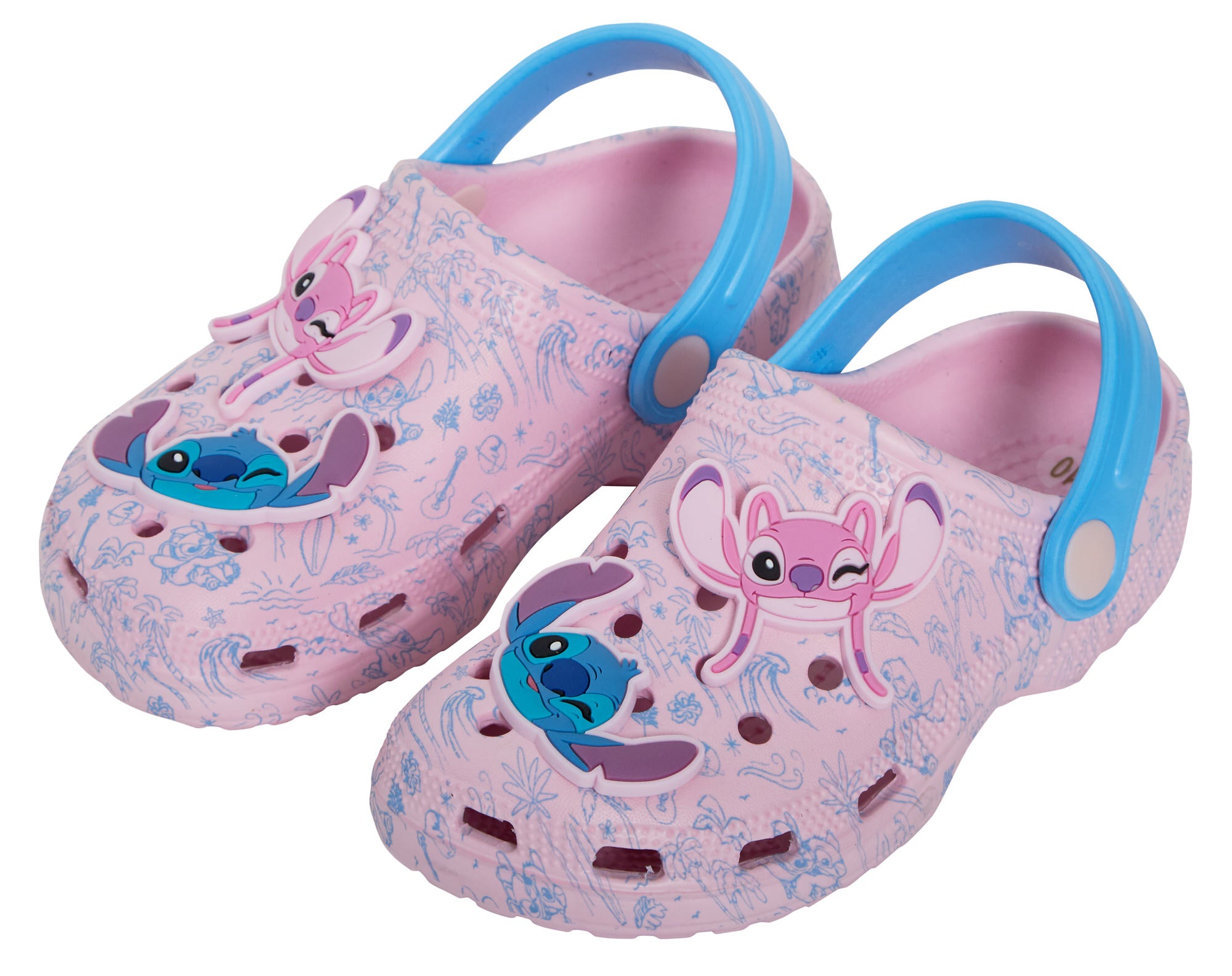 Girls Disney Stitch Clogs Sandals + Charms Kids Angel Summer Sliders Beach Shoes