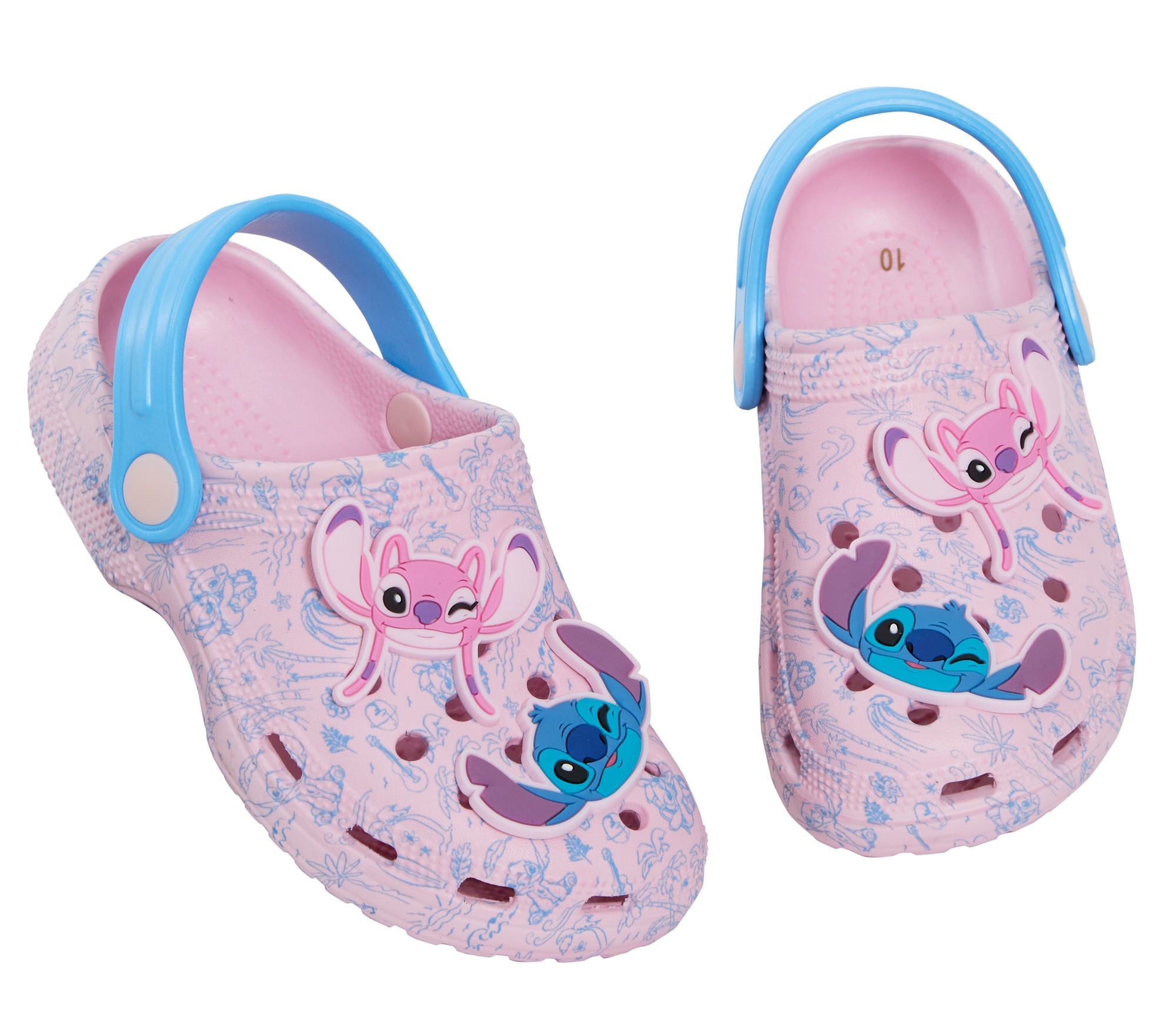 Girls Disney Stitch Clogs Sandals + Charms Kids Angel Summer Sliders Beach Shoes