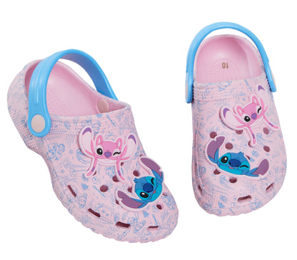 Girls Disney Stitch Clogs Sandals + Charms Kids Angel Summer Sliders Beach Shoes