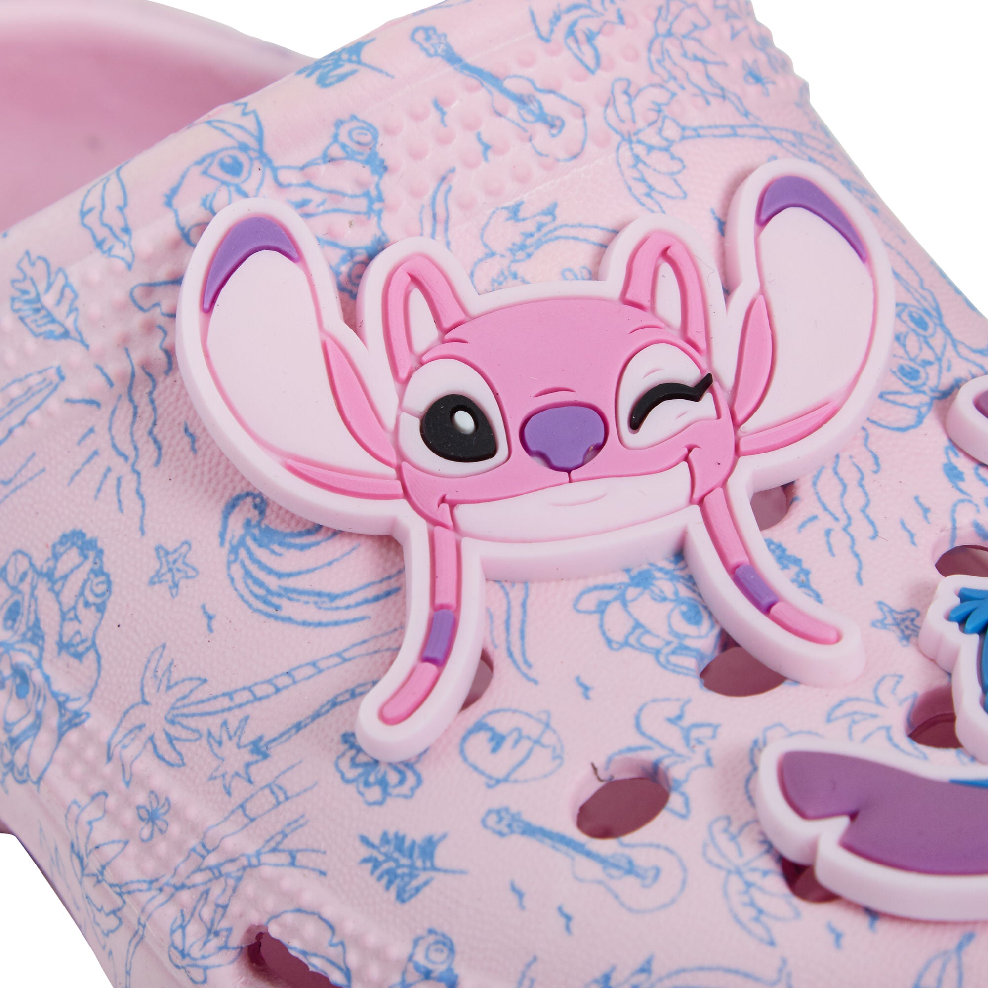 Girls Disney Stitch Clogs Sandals + Charms Kids Angel Summer Sliders Beach Shoes