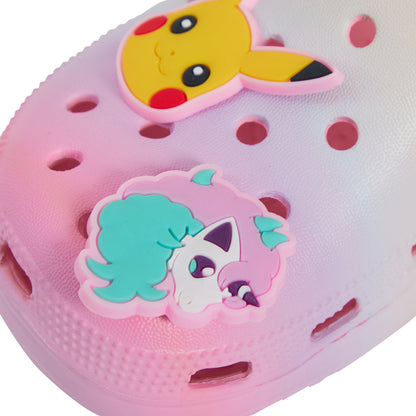 Girls Pokemon Clogs + Charms Kids Sandals Pikachu Eevee Sliders Beach Shoes