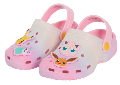 Girls Pokemon Clogs + Charms Kids Sandals Pikachu Eevee Sliders Beach Shoes
