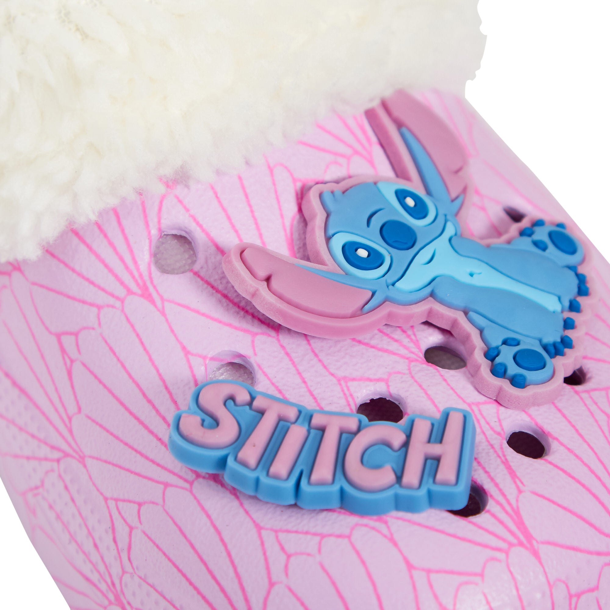 Girls Disney Stitch Clogs Borg Fleece Fur Lined with Charms Slippers House Shoes
